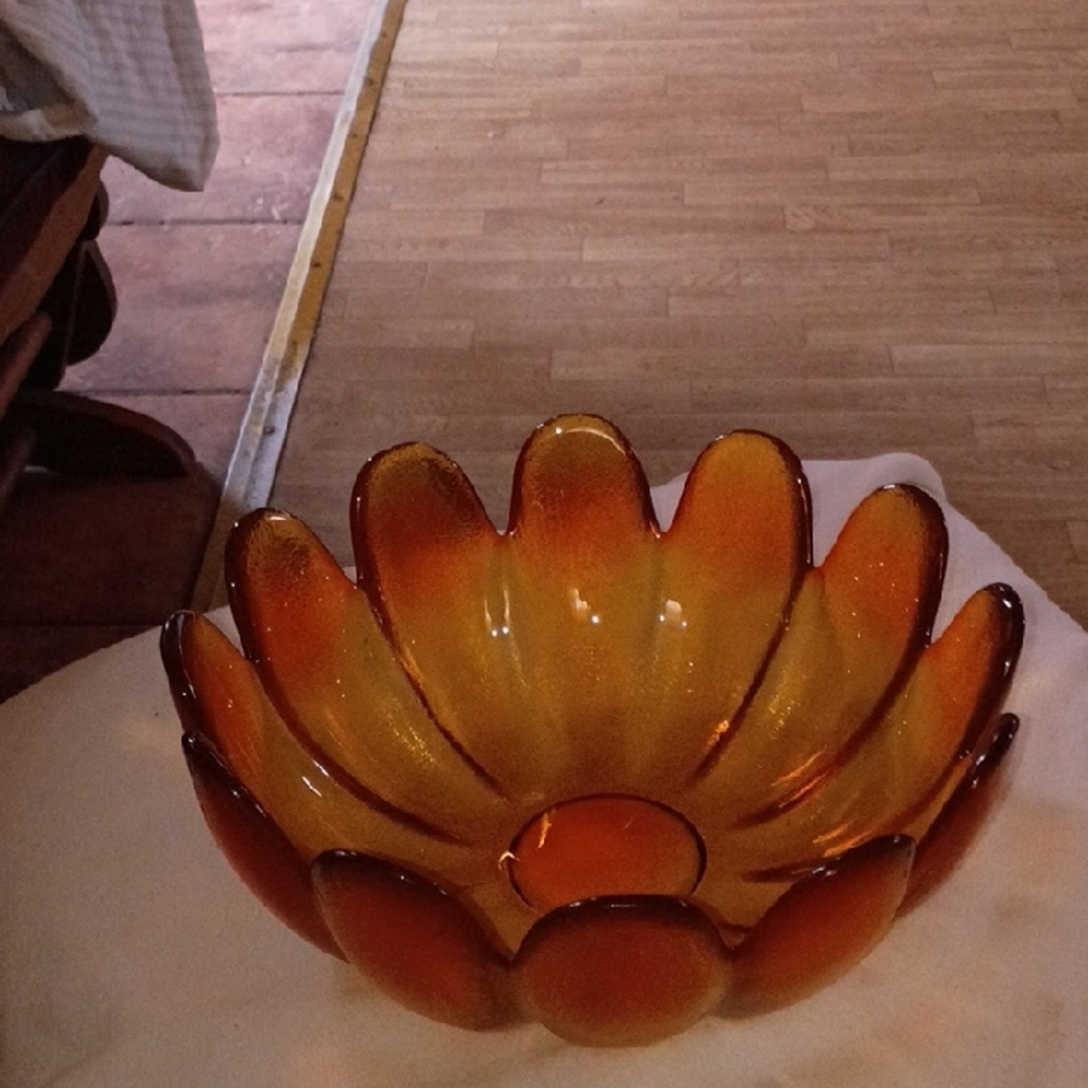 Amber Radiance Glass Art Bowl
